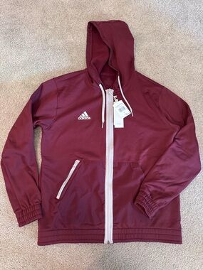 NWT! Adidas Mens Maroon Full Zip Jacket Hoodie Sz Large Retail $70